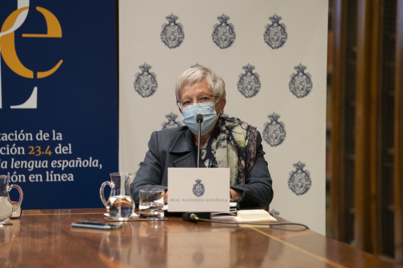 Paz Battaner, en la rueda de prensa de las novedades del «DLE» (foto: RAE)