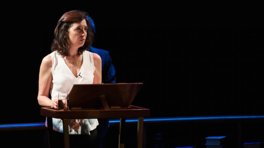 La académica Inés Fernández-Ordóñez ha comentado el «Cantar de Mio Cid«. Foto: Guillermo Casas, Festival de Almagro.